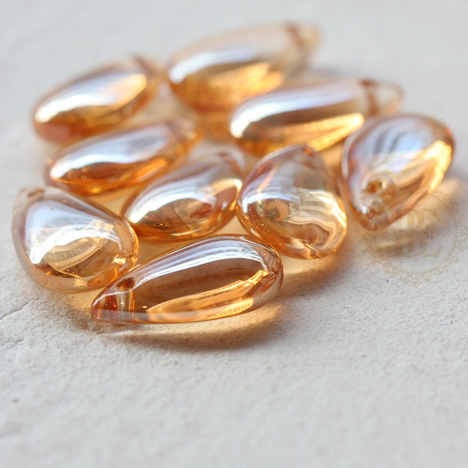 DIY Supply-30 Pieces Plated Crystal Glass Spacer Beads - Top Drilled Teardrop 8x14mm (G342)