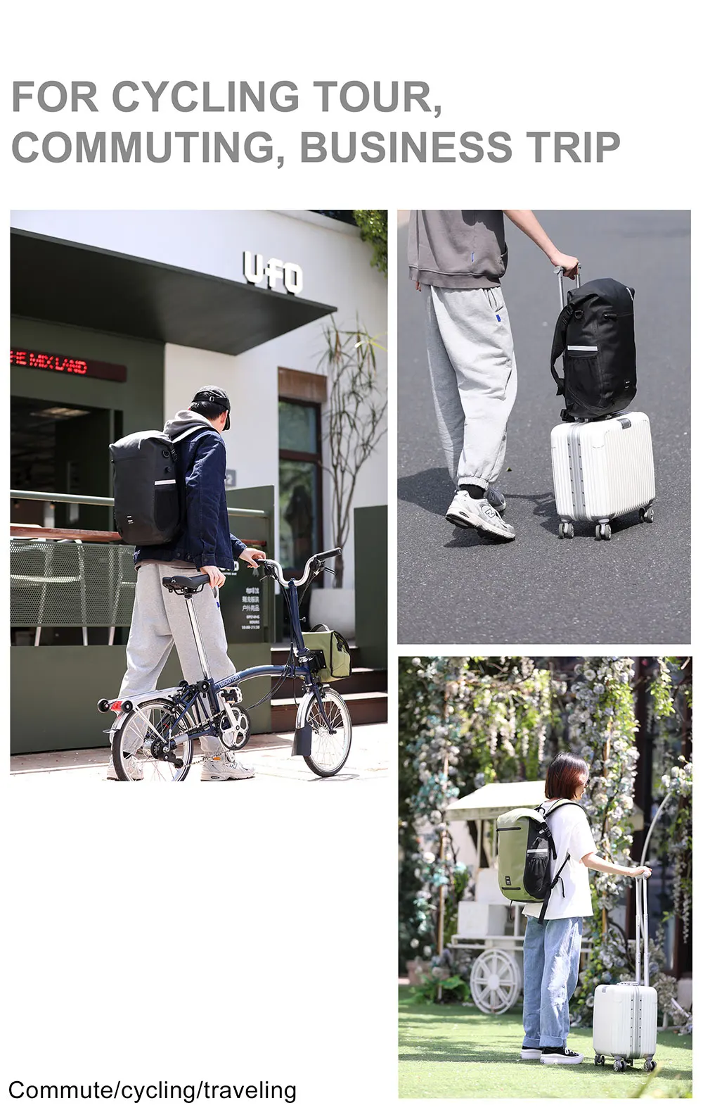 Rhinowalk Fahrradtasche, 22 l, vollständig wasserdicht, Kofferraumtasche, Rucksackkapazität, multifunktionale Gepäckträger, Fahrradtasche, Umhängetasche – Detail 18