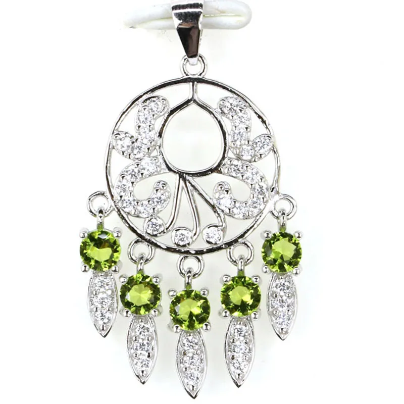 

Buy 5 Get 1 Free Real 925 Solid Sterling Silver Pendant 38x20mm Jazaz 3.4g Green Peridot Pink Tourmaline CZ