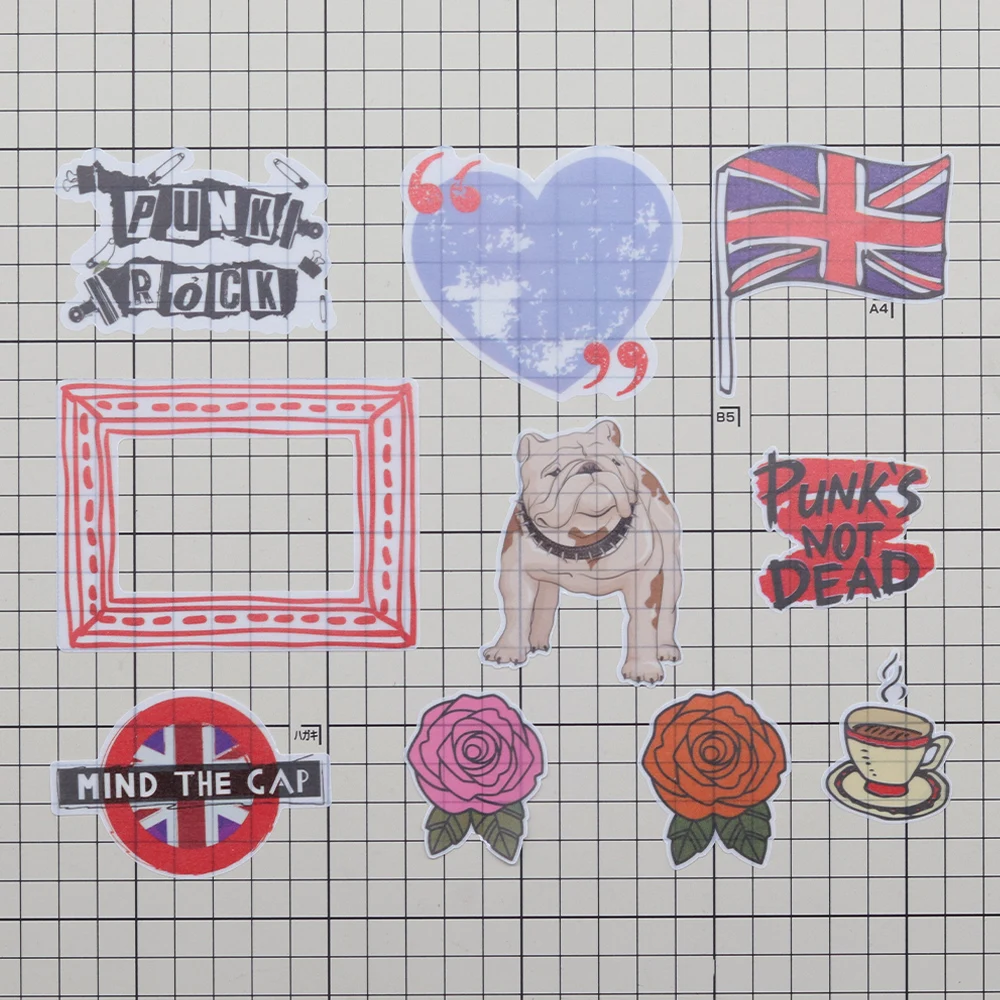 Creative Path 33 Stück Punk London Flaggen Pergamentpapier Stanzmotive Ephemera Verzierungen Vintage Scrapbooking Stanzmotive für Journaling – Detail 3