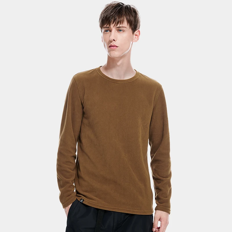 GOLDEN CAMEL Outdoor Shirts Round Neck Fleece Sweater Men Women Autumn Simple Warm Long-sleeved T-shirt Couple Bottom Shirt Top