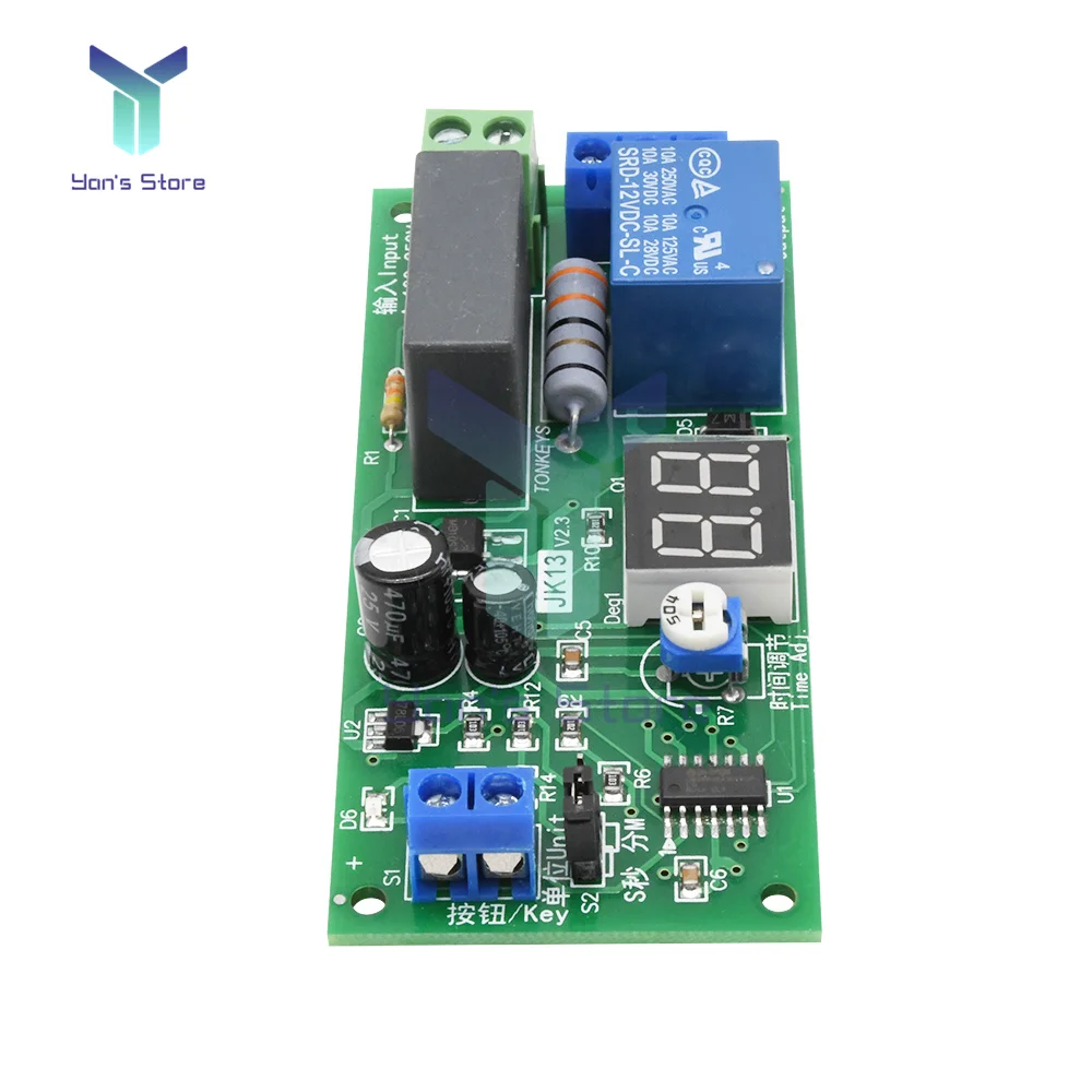 JK13 AC 220V Digital Delay Relay Module Delay Timer Switch Turn Off Board 0-99 S/Minutes Delay Relay Module Power Supply