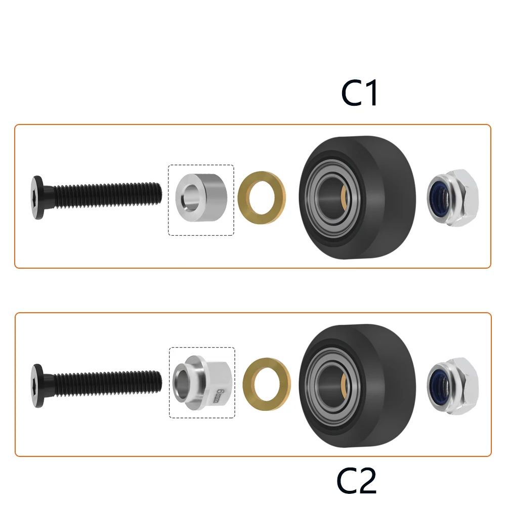 1Set Strong Solid pom wheel Kit Plastic wheel POM wheel V-type Idler Pulley for V-Slot rail OX CNC for 3d printer