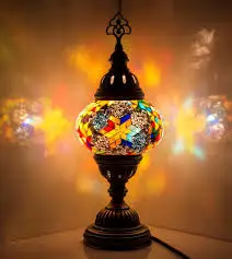 Turkish Moroccan Bohemian Mosaic Glass Bedside Table Lamp Turkish Lights Mosaic Lamp Turkish Lamp Tiffany Style Handmade Turke