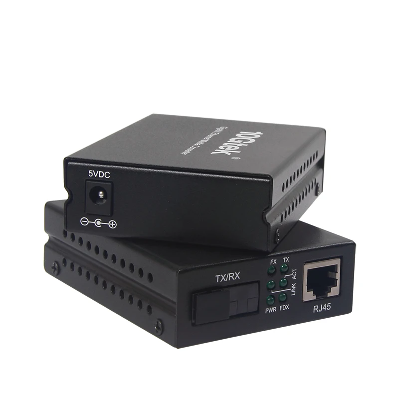 a Pair of Gigabit Ethernet Bidi Media Converter, Single SC Fiber Connector, singlemode, 1310-nm, 20-km