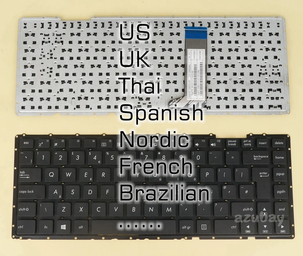 US UK Thai Spanish Nordic French Brazil Keyboard For Asus X456U Y483L Y483LD MP-13K86GB-5285, 0KNB0- 410HUK00 410EBR00 4134SP00