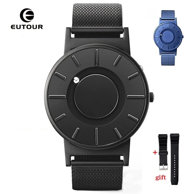 EUTOUR-Montre magnétique en acier inoxydable pour homme, montre-bracelet à quartz, étanche, luxe, sport, livraison directe