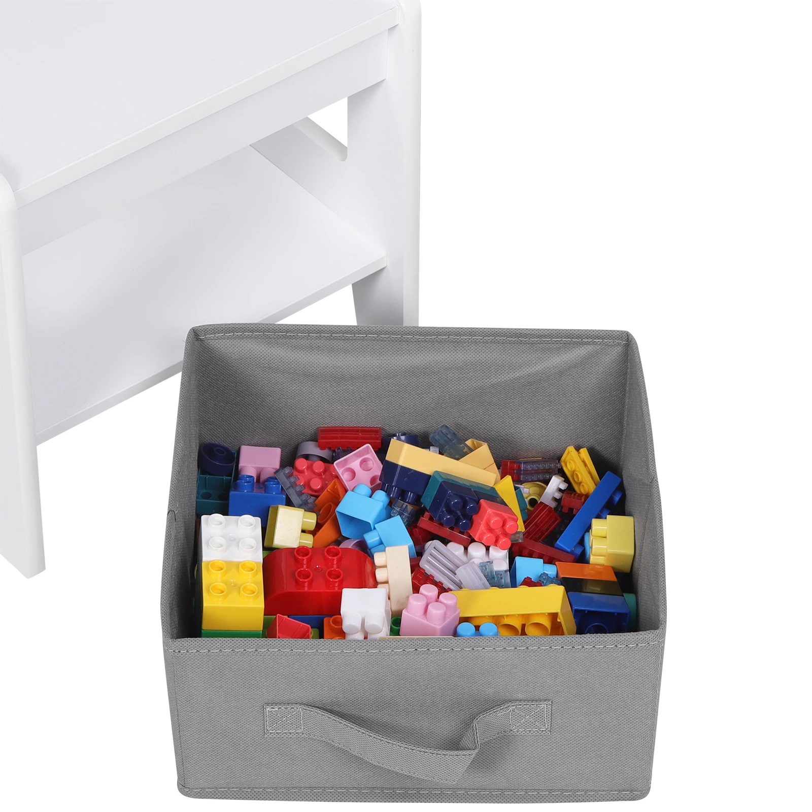 Kinderschreibtisch, weißer Kindertisch, 2 Stühle, Set mit Aufbewahrungskorb, wendbare Tischplatte, Tafelpapierrolle für Vorschulmöbel