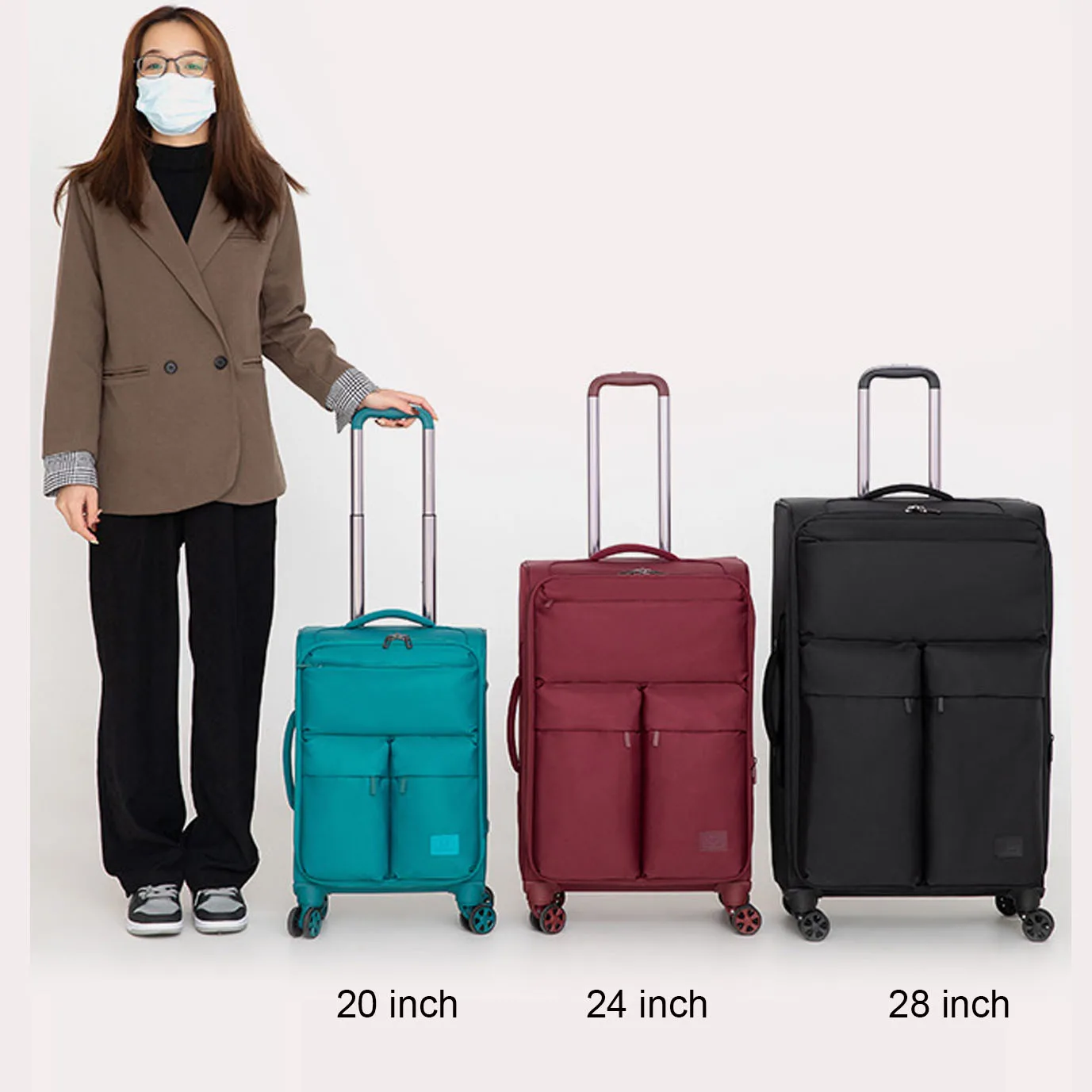 20 "24" 28 "viagem carry-on macio lona expansível luxo mala sobre rodas trolley rolando bagagem embarque caso frete grátis