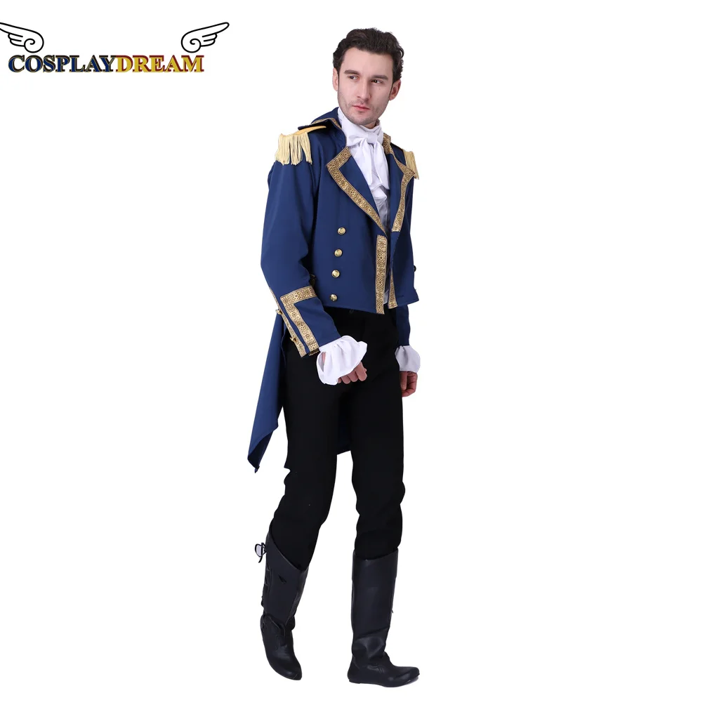 Hamilton 18th Century Colonial Military Uniform Tailcoat Costume Medieval Victorian Men's Regency Outfit Retro Halloween Costume