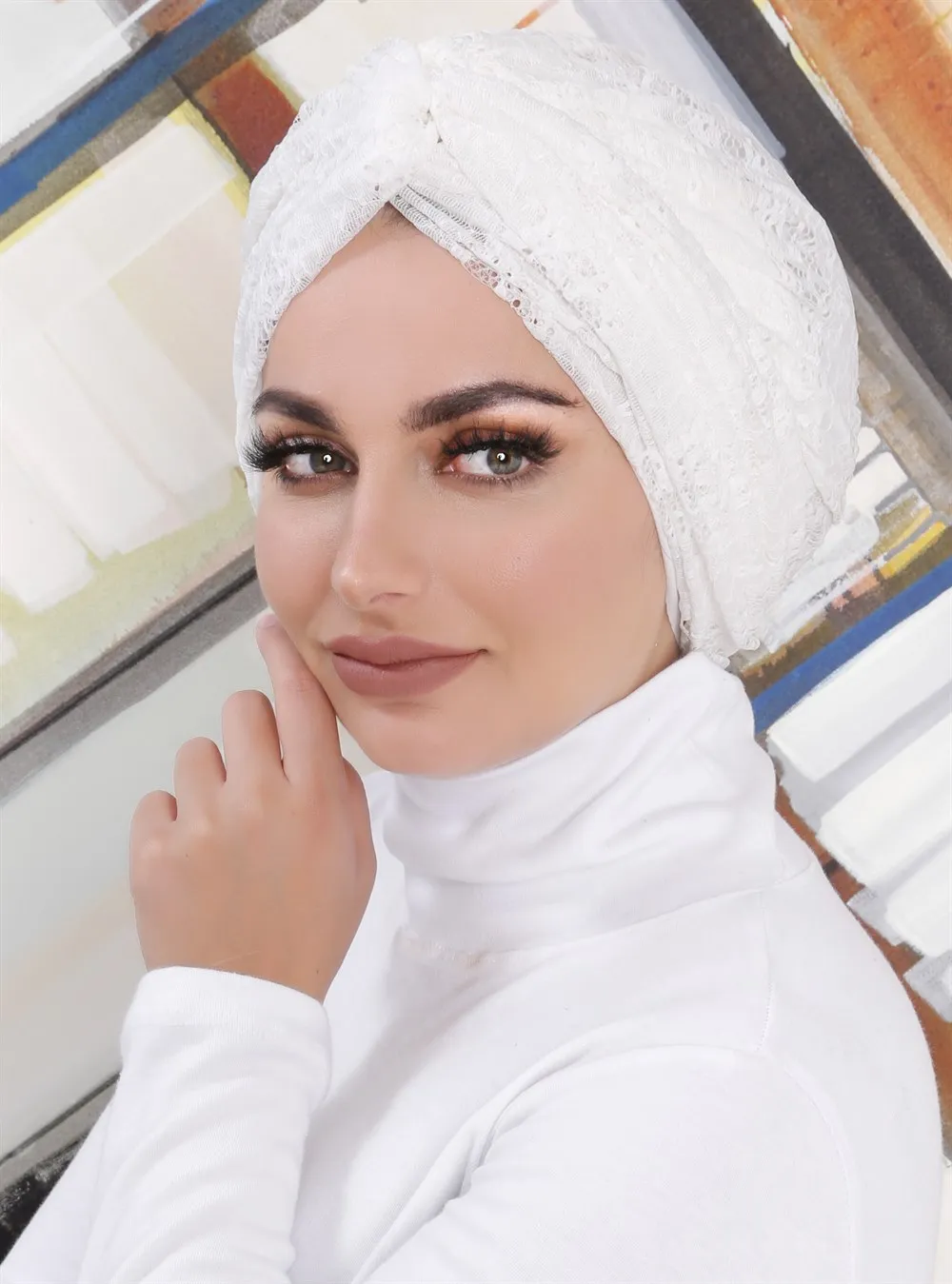 

Hijab Wrap Turban Bonnet with Lace Shawls Femme Musulman Islamic Turkey India African Head Wraps وشاح عمامة