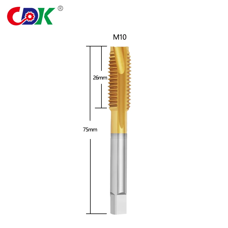 

One pcs M10 Machine Spiral Point Straight Fluted Screw Thread Metric Plug Hand Tap Drill Set Hand Tools