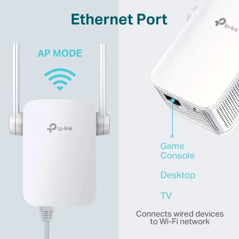 TP-Link-Range Extender com ponto de acesso compacto, 2 antenas externas, produto original, WA855RE, 300Mbps