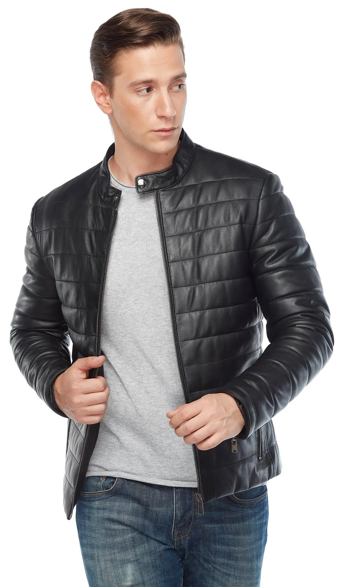 Genuine Leather Inflatable Male Leather Coats Black Original Lambskin Autumn Winter 2022 Biker Slim Large Size VintageTürkiye