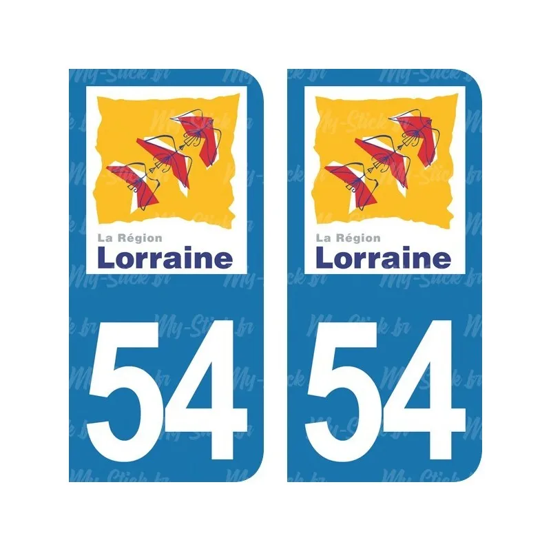 Sticker License plate Department 54 of the old Meurthe-et-Moselle region of Lorraine for car in blue or black background