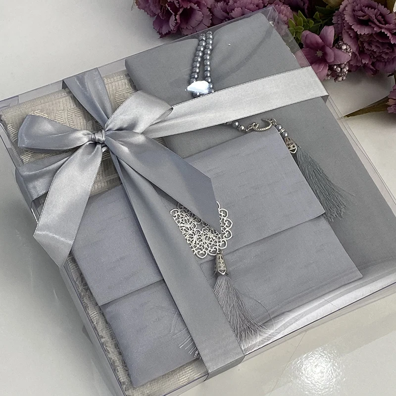 Gray Velvet Yaseen Tasbeeh Shawl Shantug Bag Muslim Gift Set Ramaza Mubarak Favors Arabic Yaseen Quran Islamic Favor Eid Mubarek