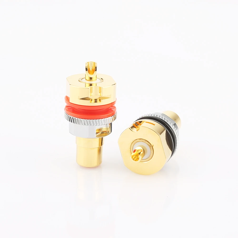 New Viborg RC101G Pure Copper 24K Gold Plated RCA Socket Solder RCA Female Socket Hifi