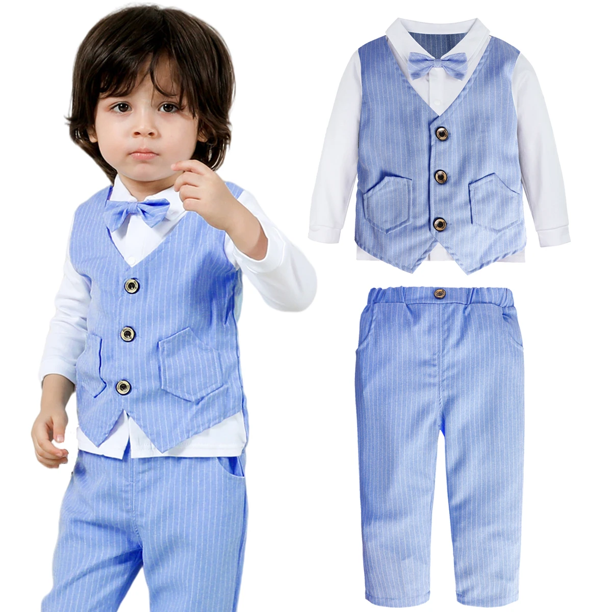 Baby Jungen Kleidung Set Kleinkind Hochzeit Outfit Säugling Geburtstags feier Geschenk Anzug Kinder Gentleman formelle Kostüm Kirche Kleidung 2St