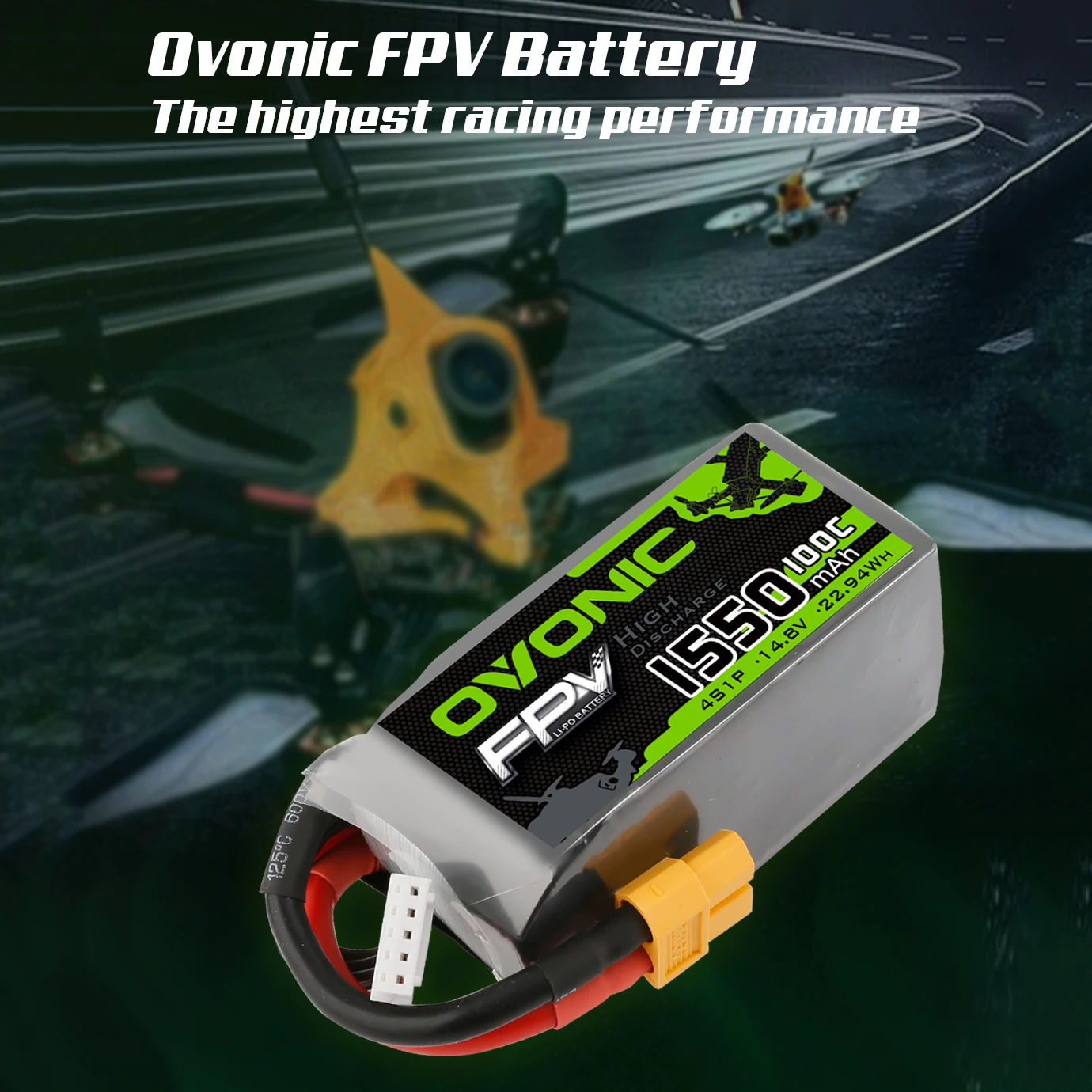 OVONIC-Batterie Fuchsia 4S, 1550mAh, 100C, 14.8V, avec Prise Count60, pour Bateau, Hélicoptère, Avion, UAV, Drone RC FPV, 2 Unités