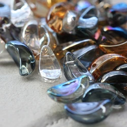DIY Supply-40 Pieces Plated Crystal Glass Finding Spacer Beads - Leaf 12x6mm (G351)