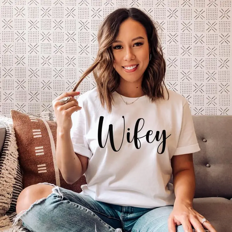 Sugarbaby New Arrival Wifey T-Shirt Gift For Bride Fashion Women t shirt Just Married Summer Engagement Tees Drop Ship