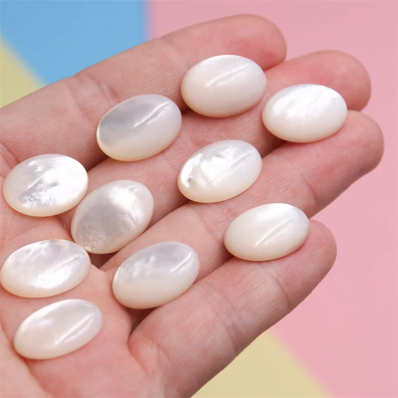 5pcs Natural White Shell Mother Of  Pearl Cabochons Cab Oval 6x8-13x18mm For Jewelry Making Craft Ring DIY Pendant Earrings