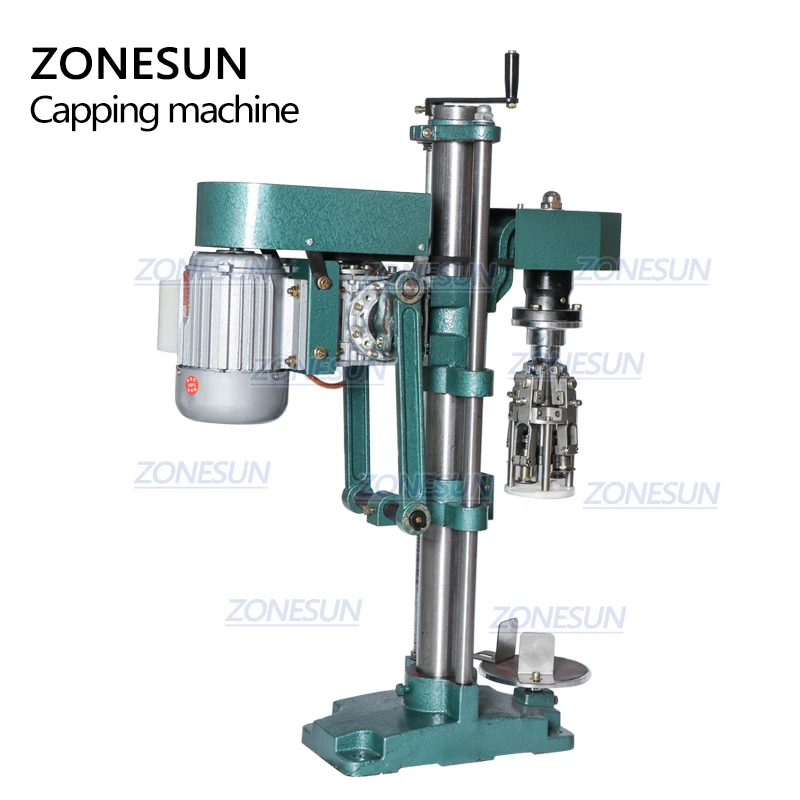 ZONESUNZS-XG60 Pilfer Proof Aluminum Caps Capping Machine ROPP Cap Screw Crimping Machine Soda Water Bottle Close Bottle Cap