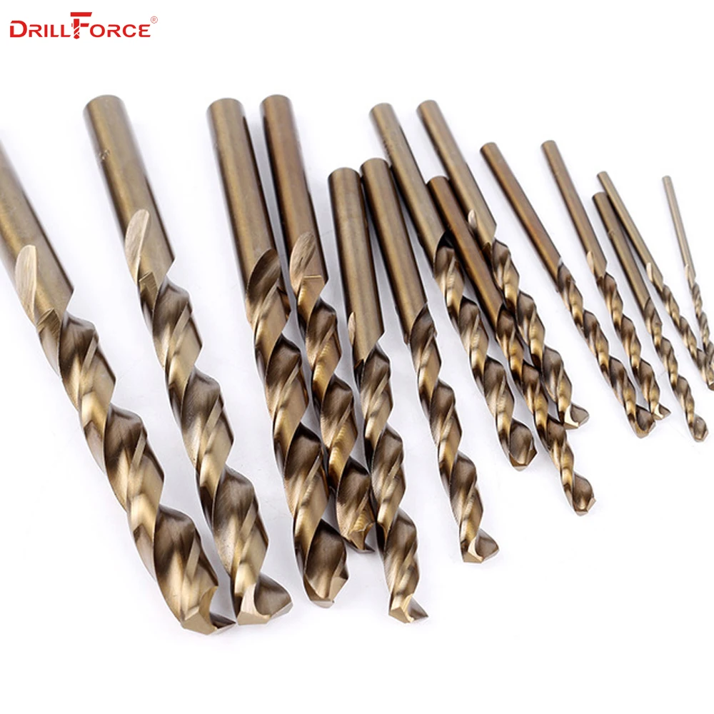 DRILLFORCE 13/19/25PCS HSS M35 Cobalt Drill Bit For Metal Stainless Steel Wood Drilling Bits Set 1~13mm Power Tools Accessories