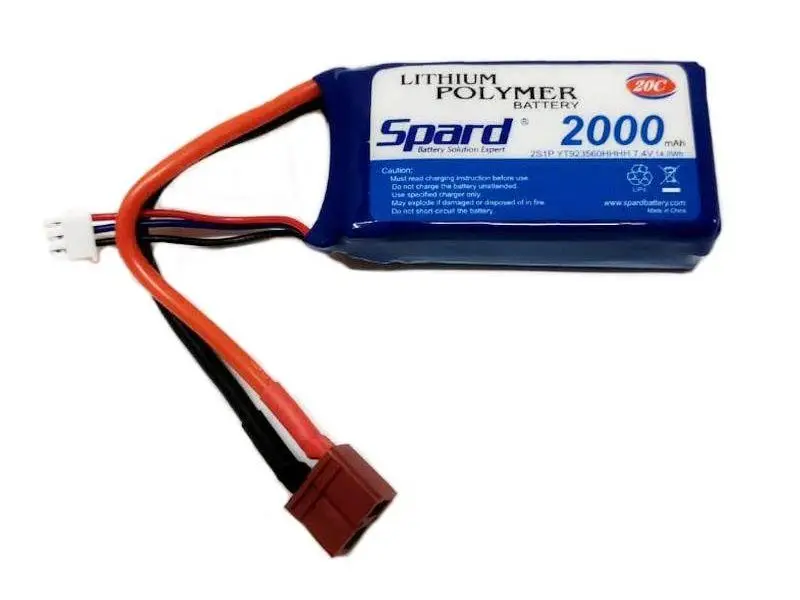 Battery Li-Po spard 2000mAh, 7,4V, 20C, T-Plug ל-Remo Hobby 1/16 – חוות דעת מפורטת ומעודנת על ביצועים, תקינות ותאום