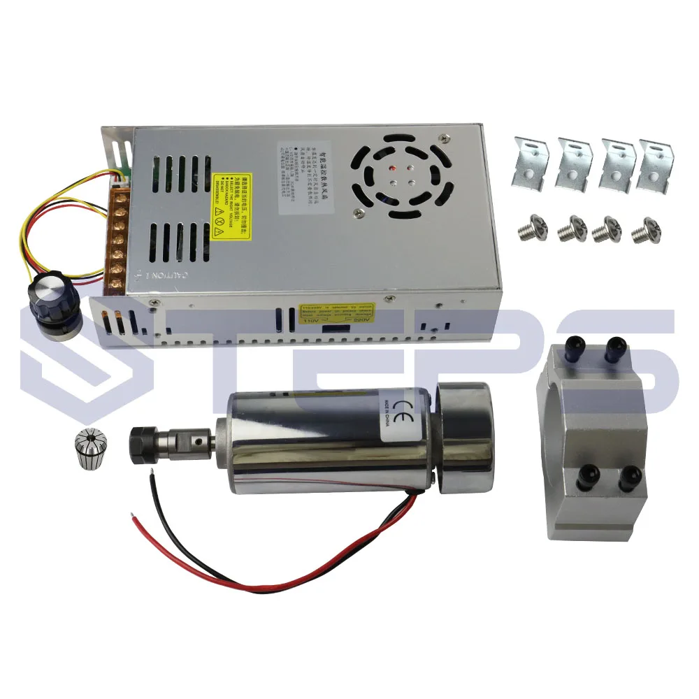 

DC12-48V 0.4kw spindle motor ER11 chuck CNC 400W Spindle Motor + 52mm mount bracket + Power Supply speed governor For DIY CNC