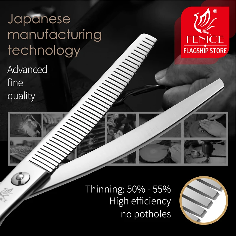 Fenice 7.0/7.5 inch Professional Dog Grooming Scissors Cuved Thinning Shears JP440C Groomer Tools A-type Handle