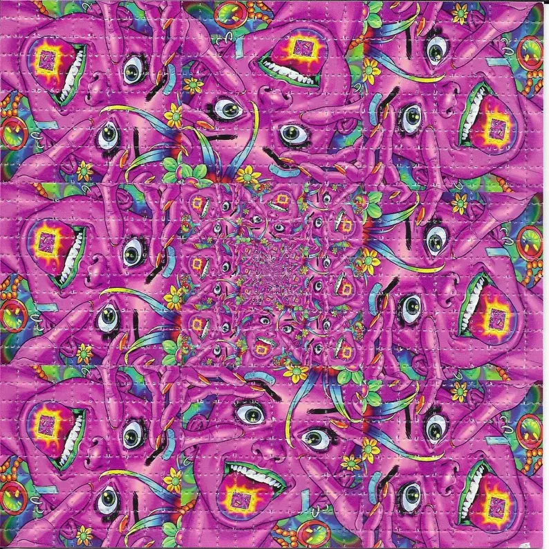 Purple Flower Girl Psychedelic LSD Acid Free Blotter Art Print Trippy Perforated Paper Painting Wall Picture Home Decor Poster