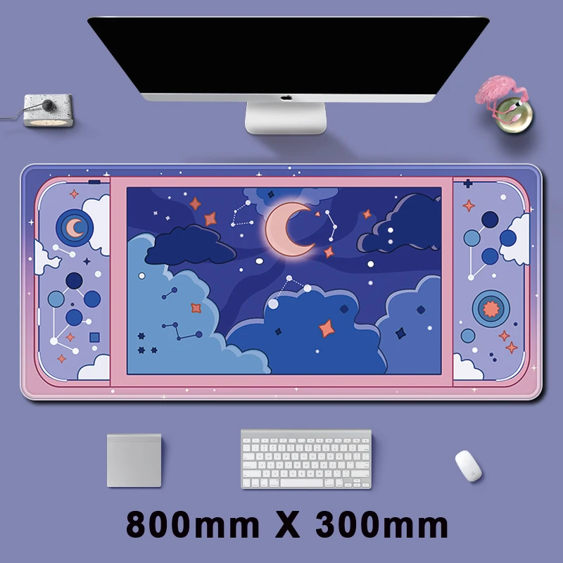 Alfombrilla de ratón Extra grande para consola de juegos, tapete de escritorio bonito, a prueba de agua, antideslizante, Accesorios de escritorio para computadora portátil, púrpura Kawaii