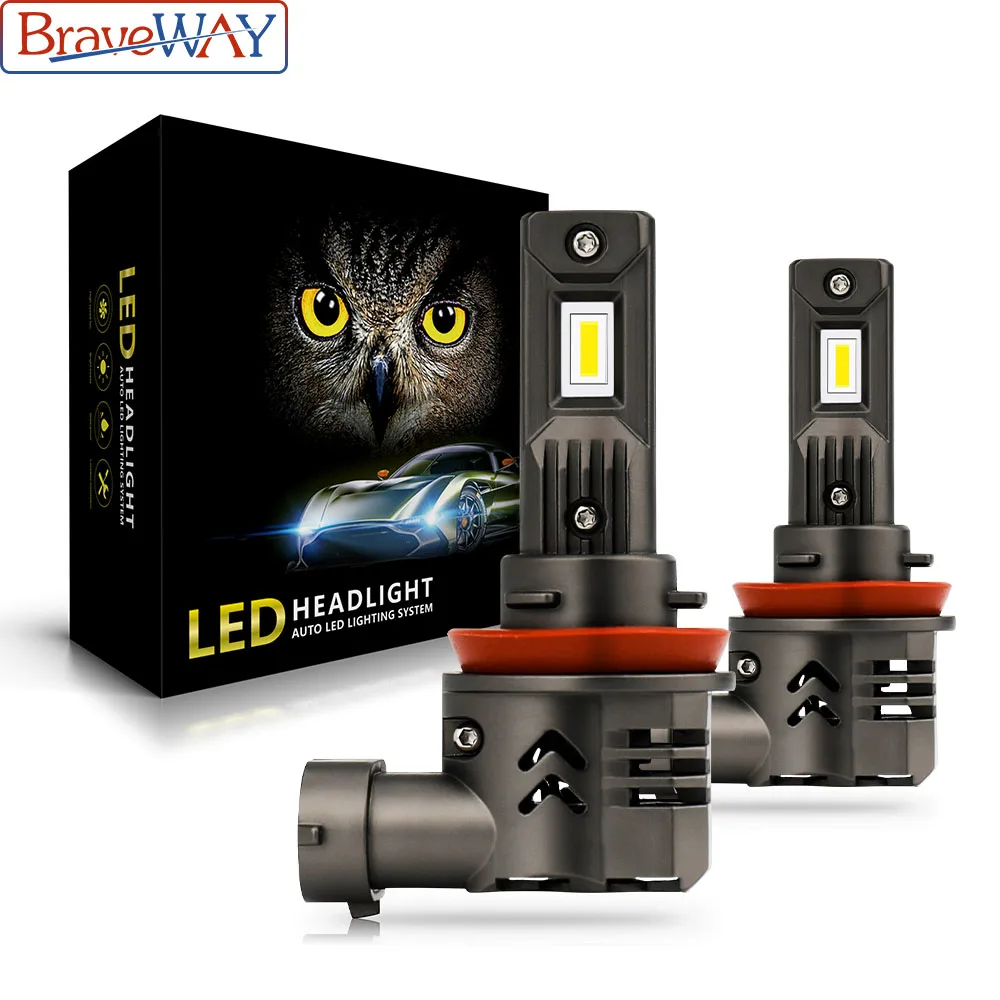 BraveWay  NEW Mini H4 LED Car Headlight 16000LM  H7 H11 H1 H3 9005 9006 HB3 HB4 12V Bulbs 3570 Chips Car Light Tint