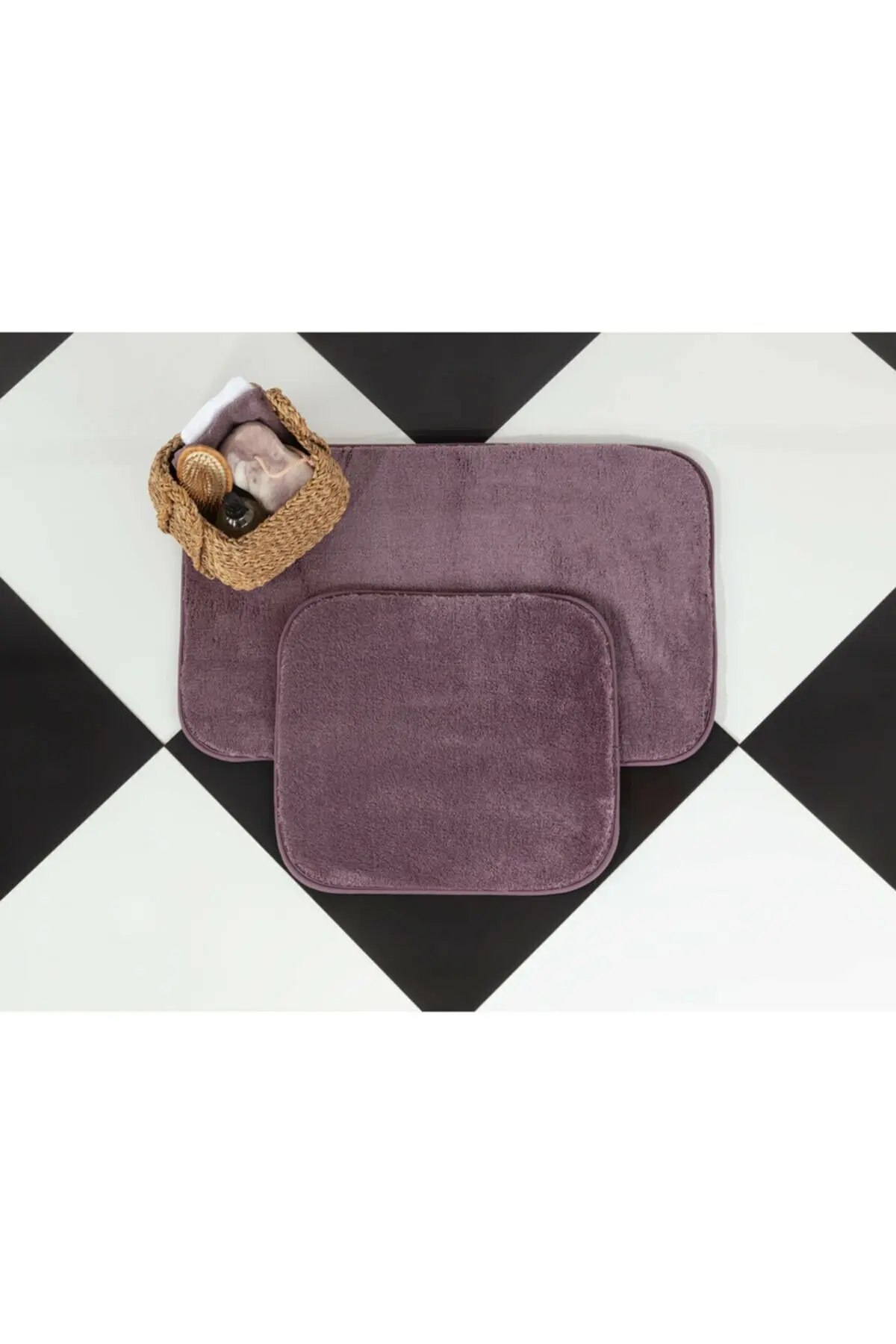 Madame Coco Carol 2 Pcs Bath Mat - Dark Plum Bathroom Carpet Bathroom Rugs Bathroom Mat Toilet Floor Mat Home Bath Mat