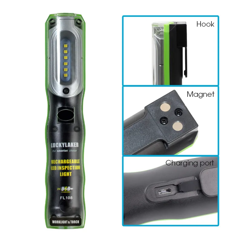 Portable LED Flashlight Rechargeable Magnetic Torch LED Work Light COB Inspection Lamp For Outdoor Camping Working fishing