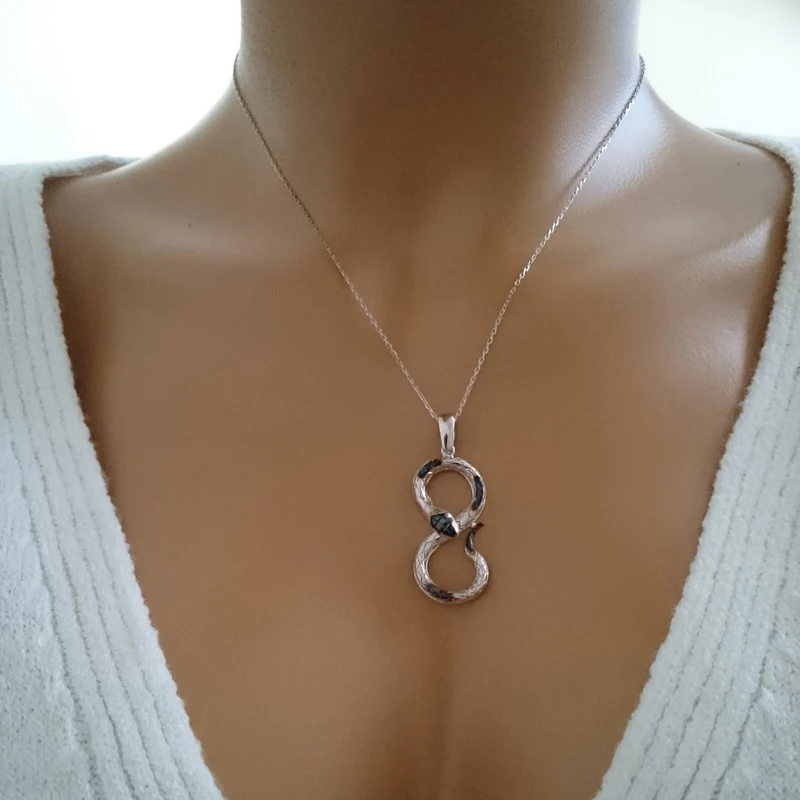 Snake Necklace 925 Sterling Silver Anaconda Necklace