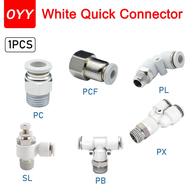 PC/PCF/PL/SL/PB/PX High Quality White Type Air Hose Rapidities Pipe Quick Release Pneumatic Fitting 1/4 1/8 3/8 1/2