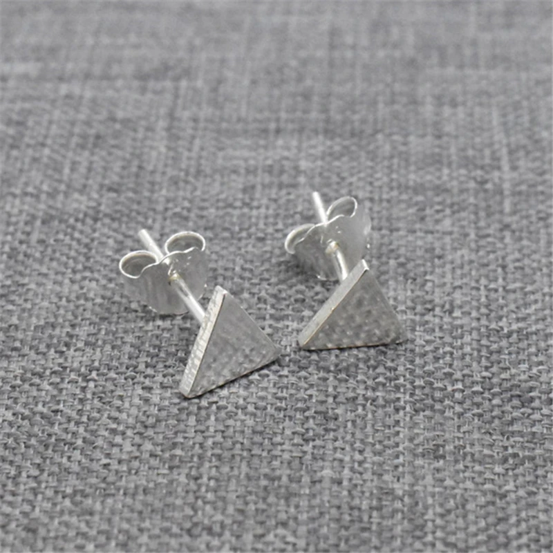 

8 Pairs of 925 Sterling Silver Triangle Earring Posts w/ Backs Plain Geometry Ear Studs