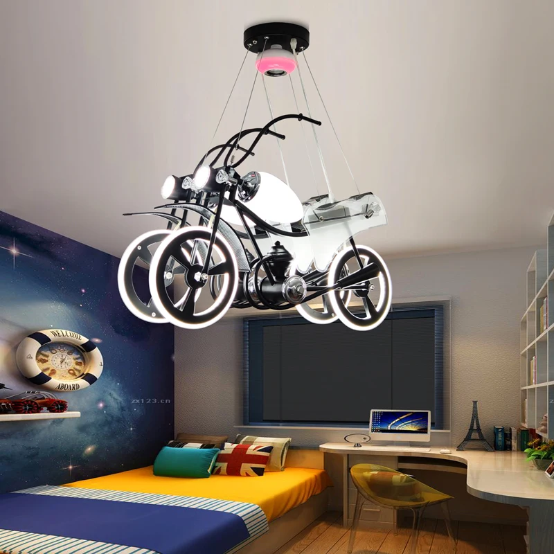 Modern motorbike children bedroom ceiling lights led chandelier living room chandeliers decoration indoor lighting chandeliers