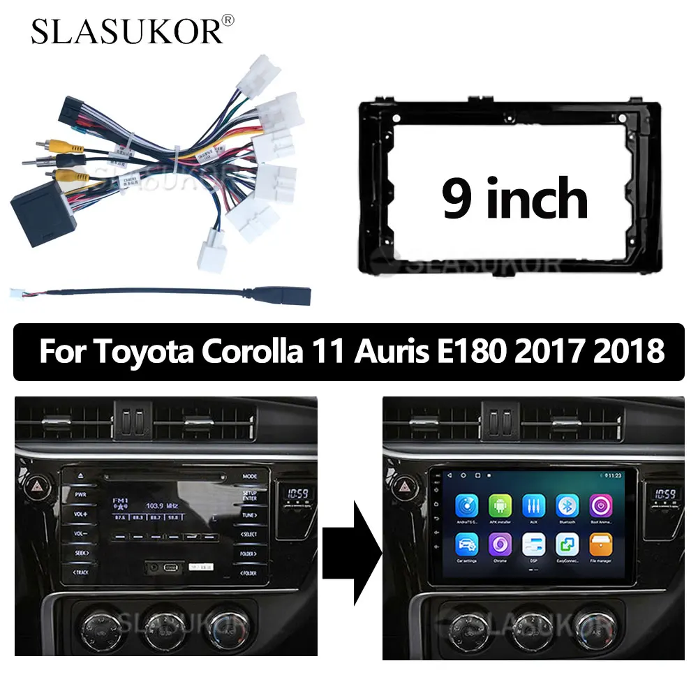 

9 INCH Android Audio For TOYOTA COROLLA Auris E180 2017 - 2019 cable Canbus Car Auto ABS Radio Dashboard GPS stereo panel Frame