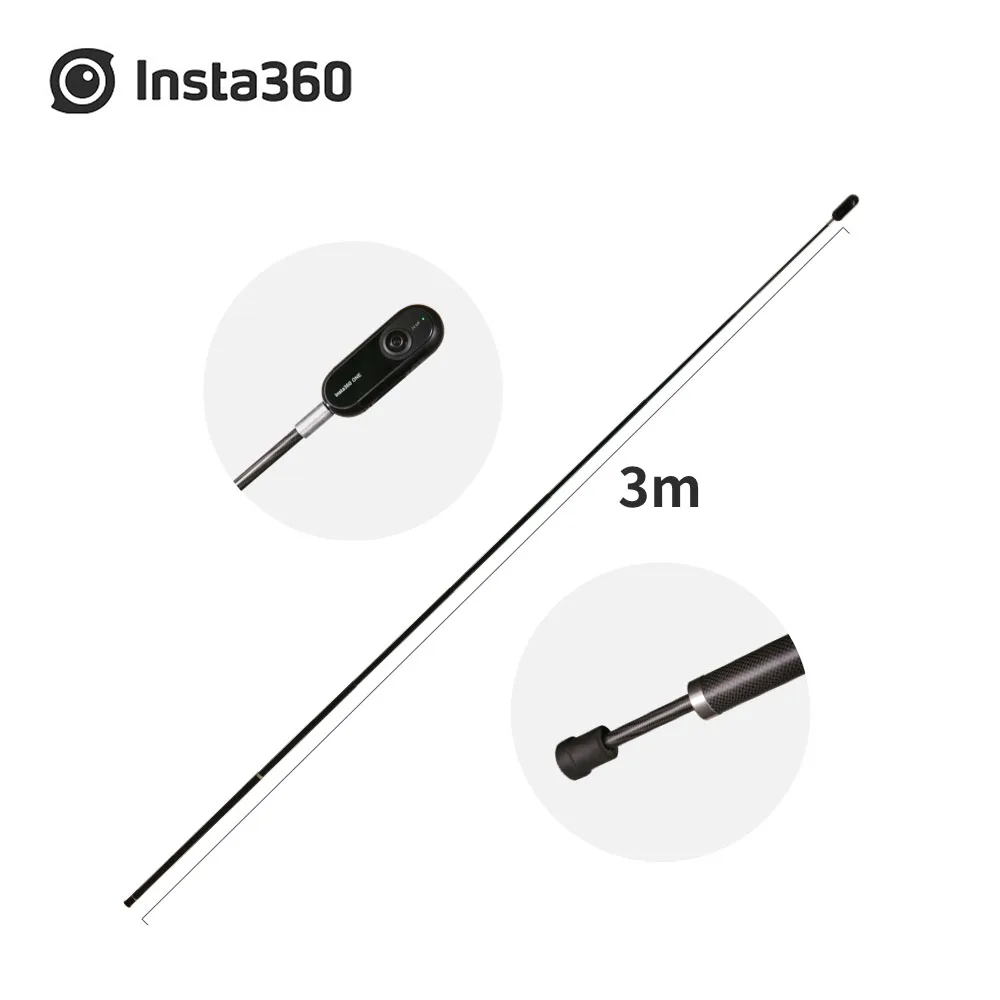 Imagem -02 - Bastão de Selfie de Fibra de Carbono Ajustável Tripé Invisível Super Longo 3m Insta360 x3 One x2 One r One x One x