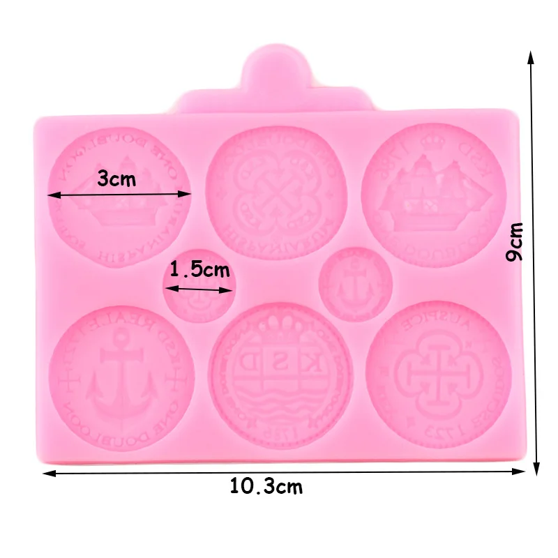 Vintage Coins Cake Border Silicone Mold Cupcake Topper Fondant Cake Decorating Tools Candy Polymer Clay Resin Chocolate Moulds