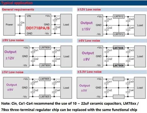 3V-18V ถึง ± 5V/6/9V/12V/15V/24V แรงดันไฟฟ้าแปลง DD1718PA ADC DAC LCD