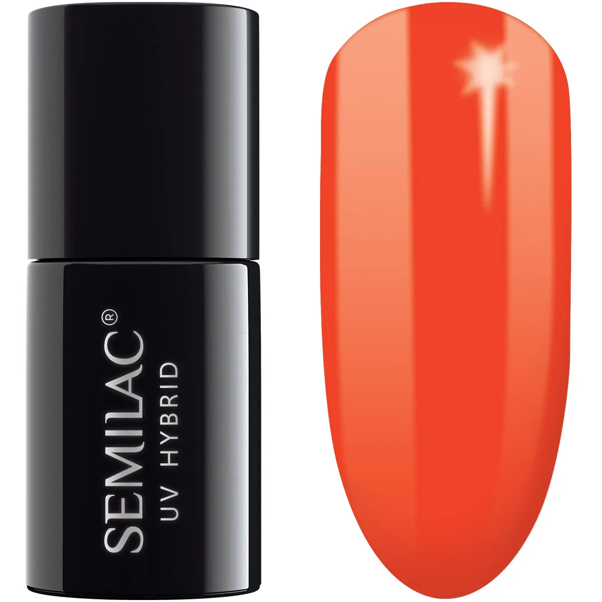 Semilac Juicy Orange 061 semi-permanent coverage, UV hybrid nail polish texture Gel