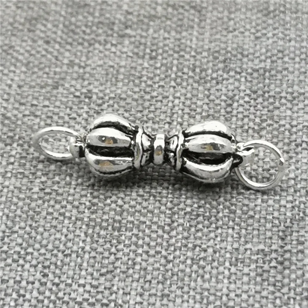 4 PCS 925 Sterling Silver Double Dorje Connector Charms for Bracelet Necklace