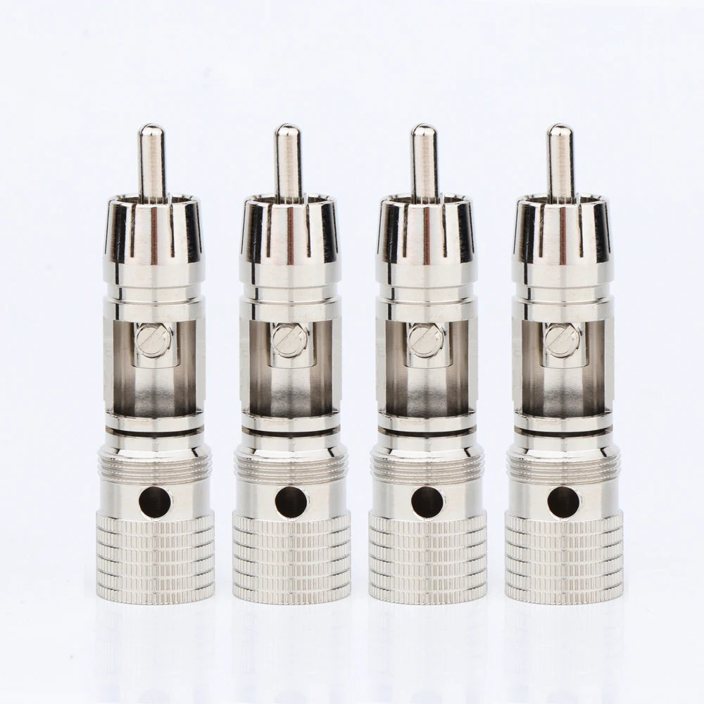 4PCS Rhodium plated RCA connector unsolder RCA connector screws locking RCA plug 10mm connector R1738