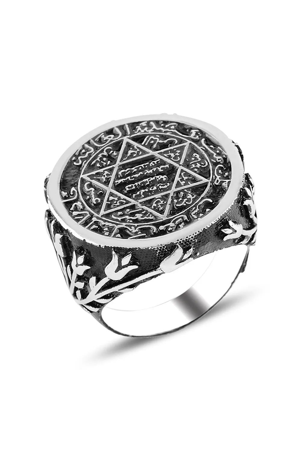 Elegant Secret of Seal Ring in 925 Sterling Silver Aging Seal Of Solomon Rings Trendy Gift for Men Rings Free Shipping Jewelery