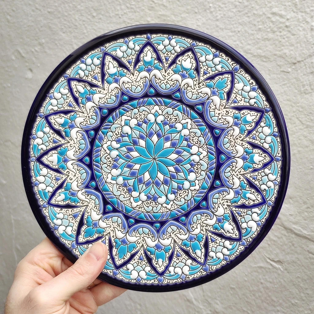 24 cm/9,5 inch diameter ceramic dish-hand enamelled ceramic-made in España-MIJASCERAMIC-ARTECER-