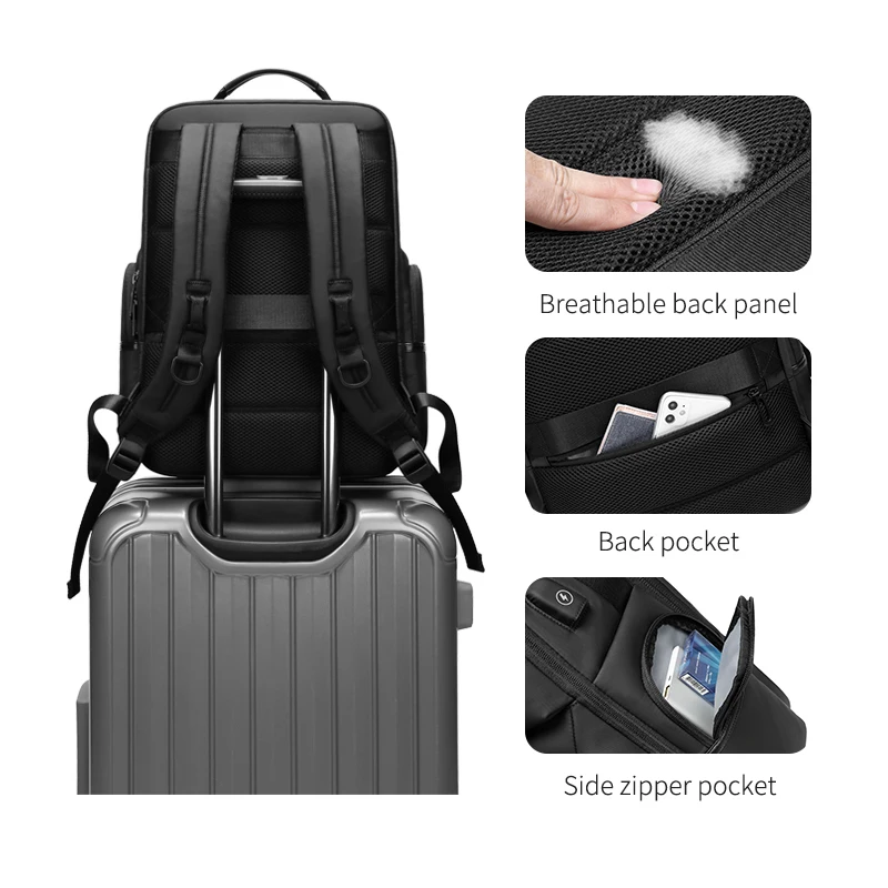 OUTWALK – sac à dos Anti-vol et étanche pour hommes, sacoche pour ordinateur portable 15.6 pouces, sac à bandoulière pour voyage, chargeur USB